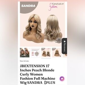 jb extension 17” Sandra Blonde Curly Wavy futura fiber/mono NEW